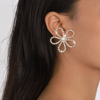 1 Pair Elegant Simple Style Flower Inlay Alloy Zircon Ear Studs main image 3
