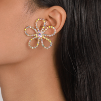 1 Pair Elegant Simple Style Flower Inlay Alloy Zircon Ear Studs main image 5