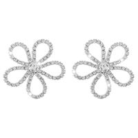 1 Pair Elegant Simple Style Flower Inlay Alloy Zircon Ear Studs sku image 1