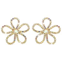 1 Pair Elegant Simple Style Flower Inlay Alloy Zircon Ear Studs sku image 2