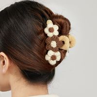 Fairy Style Cute Sweet Flower Synthetic Resin Plush Fabric Hair Clip Hair Claws main image 1
