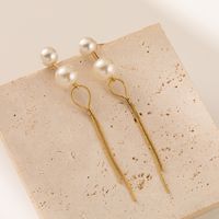 1 Pair Sweet Simple Style Round Tassel Tassel Plating Imitation Pearl Copper Drop Earrings main image 2