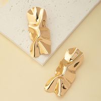 Wholesale Jewelry Casual Simple Style Solid Color Alloy 14k Gold Plated Plating Pleated Drop Earrings main image 4
