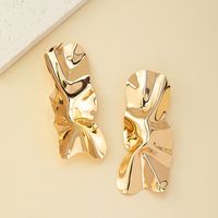 Wholesale Jewelry Casual Simple Style Solid Color Alloy 14k Gold Plated Plating Pleated Drop Earrings main image 5