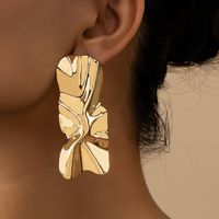 Wholesale Jewelry Casual Simple Style Solid Color Alloy 14k Gold Plated Plating Pleated Drop Earrings sku image 1