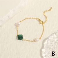 Bohemian Simple Style Four Leaf Clover 18k Gold Plated Freshwater Pearl Stone Copper Wholesale Bracelets Earrings Necklace main image 2