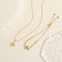 Simple Style Star Copper Plating Inlay Zircon 18k Gold Plated Bracelets Necklace main image 1
