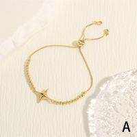 Einfacher Stil Stern Kupfer Überzug Inlay Zirkon 18 Karat Vergoldet Armbänder Halskette main image 4