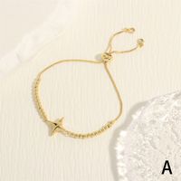 Simple Style Star Copper Plating Inlay Zircon 18k Gold Plated Bracelets Necklace main image 4