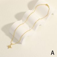 Simple Style Star Copper Plating Inlay Zircon 18k Gold Plated Bracelets Necklace sku image 1