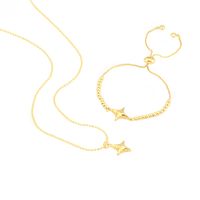 Einfacher Stil Stern Kupfer Überzug Inlay Zirkon 18 Karat Vergoldet Armbänder Halskette main image 2