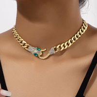 Rétro Style Cool Serpent Alliage Placage Incruster Strass Artificiels Plaqué Or 14k Femmes Collier main image 1