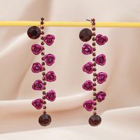 1 Pair Ig Style Shiny Rose Plating Inlay Rhinestone Artificial Rhinestones Gold Plated Drop Earrings main image 4