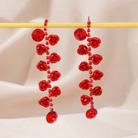1 Pair Ig Style Shiny Rose Plating Inlay Rhinestone Artificial Rhinestones Gold Plated Drop Earrings sku image 2