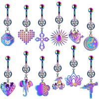 Casual Animal Sun Heart Shape Stainless Steel Copper Rhinestones Belly Ring In Bulk main image 11