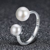 Casual Moon Sterling Silver Artificial Pearls Zircon Open Rings In Bulk main image 1