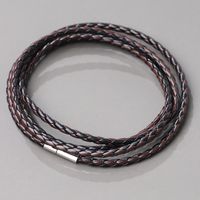 Casual Vintage Style Simple Style Solid Color Pu Leather Braid Unisex Bracelets main image 4
