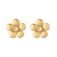 1 Pair Casual Modern Style Round Square Flower Plating Inlay Copper Zircon 18k Gold Plated Ear Studs main image 5