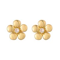 1 Paire Décontractée Style Moderne Rond Carré Fleur Placage Incruster Le Cuivre Zircon Plaqué Or 18k Boucles D'oreilles main image 5