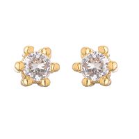 1 Pair Casual Modern Style Round Square Flower Plating Inlay Copper Zircon 18k Gold Plated Ear Studs main image 8