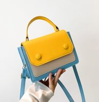 Women's Small Pu Leather Color Block Basic Streetwear Square Magnetic Buckle Shoulder Bag Handbag Crossbody Bag sku image 6