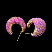 1 Pair Vintage Style Solid Color Inlay Copper Rhinestones Hoop Earrings main image 3