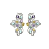 1 Pair Exaggerated Butterfly Inlay Copper Zircon Earrings sku image 1
