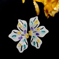 1 Pair Exaggerated Butterfly Inlay Copper Zircon Earrings main image 1