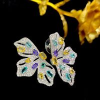1 Pair Exaggerated Butterfly Inlay Copper Zircon Earrings main image 3