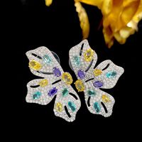 1 Pair Exaggerated Butterfly Inlay Copper Zircon Earrings main image 2