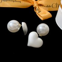 1 Pair Sweet Simple Style Heart Shape Plating Imitation Pearl Alloy Ear Studs main image 5