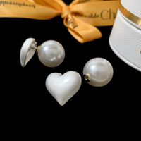 1 Pair Sweet Simple Style Heart Shape Plating Imitation Pearl Alloy Ear Studs main image 1