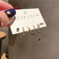 Sweet Lips Colorful Copper Plating Inlay Zircon Earrings main image 2