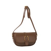 Women's Medium All Seasons Pu Leather Solid Color Basic Streetwear Oval Flip Cover Shoulder Bag Underarm Bag main image 4