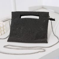 Silver Black Rose Red Pu Leather Glittery Square Evening Bags sku image 2