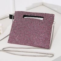 Silver Black Rose Red Pu Leather Glittery Square Evening Bags sku image 3