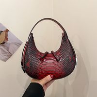Women's All Seasons Pu Leather Crocodile Streetwear Round Zipper Handbag Underarm Bag main image 5