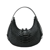 Women's All Seasons Pu Leather Crocodile Streetwear Round Zipper Handbag Underarm Bag sku image 2