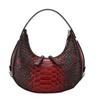 Women's All Seasons Pu Leather Crocodile Streetwear Round Zipper Handbag Underarm Bag sku image 6