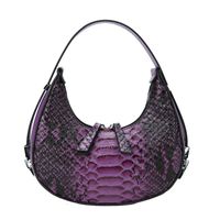 Women's All Seasons Pu Leather Crocodile Streetwear Round Zipper Handbag Underarm Bag sku image 8