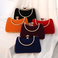 Black Red Orange Velvet Solid Color Pillow Shape Evening Bags main image 1