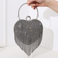 Silver Black Gold Pu Leather Heart Shape Tassel Heart-shaped Evening Bags main image 4