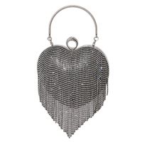 Silver Black Gold Pu Leather Heart Shape Tassel Heart-shaped Evening Bags main image 5