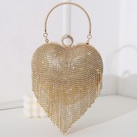 Silver Black Gold Pu Leather Heart Shape Tassel Heart-shaped Evening Bags sku image 3