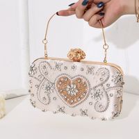 Champagne Polyester Heart Shape Square Evening Bags sku image 1