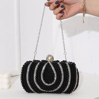 White Black Polyester Water Droplets Square Evening Bags main image 4