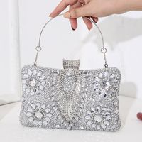 Silver Black Red Pu Leather Flower Square Evening Bags sku image 1