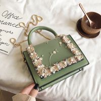 Women's Small All Seasons Pu Leather Flower Elegant Vintage Style Square Magnetic Buckle Handbag sku image 2