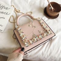 Women's Small All Seasons Pu Leather Flower Elegant Vintage Style Square Magnetic Buckle Handbag sku image 3