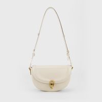Women's Small All Seasons Pu Leather Solid Color Streetwear Oval Lock Clasp Saddle Bag main image 3